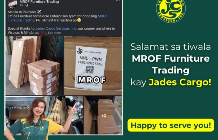 Salamat sa tiwala, MROF Furniture Trading, kay Jades Cargo! Patuloy kaming magli…