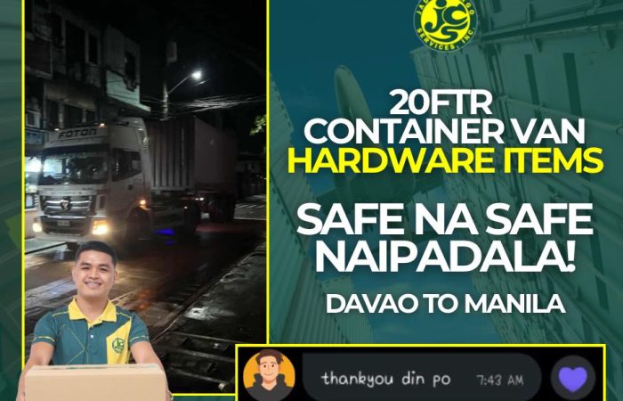 From Davao to Manila, safe na safe talaga with Jades! 
This 20ft container van o…